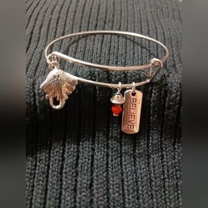 Silver Stingray Charm Bracelet with Red Bead